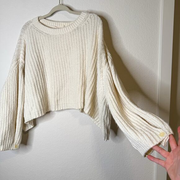 Anthropologie Moth Cream White Cropped Sweater - Picture 6 of 10